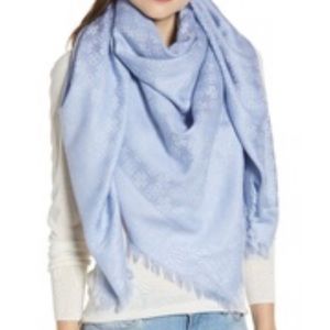 Tory Burch Light Blue Classic Wool & Silk Scarf